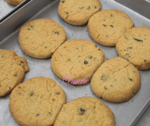 Baked cookies in pan by Amari