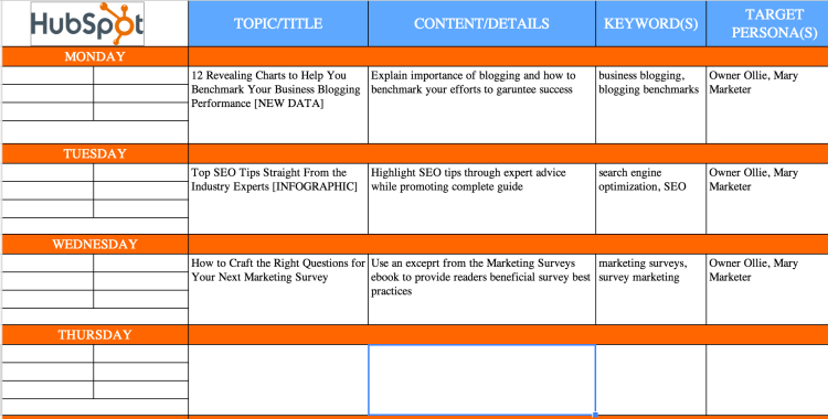 hubspot content calendar planner