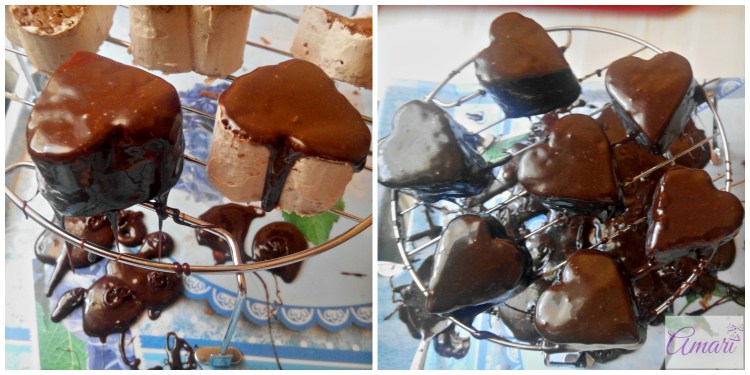 Pour the Chocolate ganache on the mini cakes