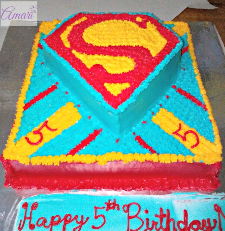 Superman Buttercream cake with name_Amari blog recipe