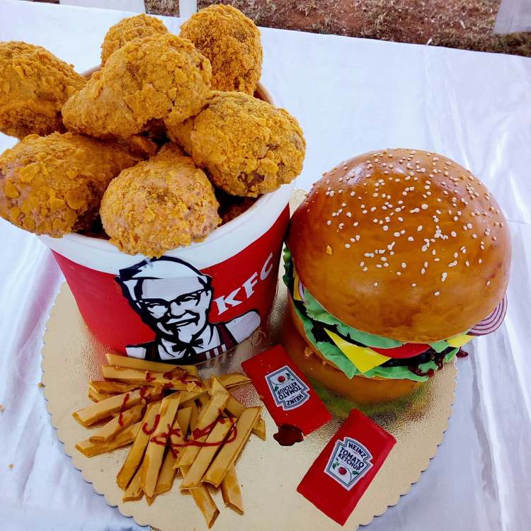 KFC Fries and burger cake by Binti of Tam Tams